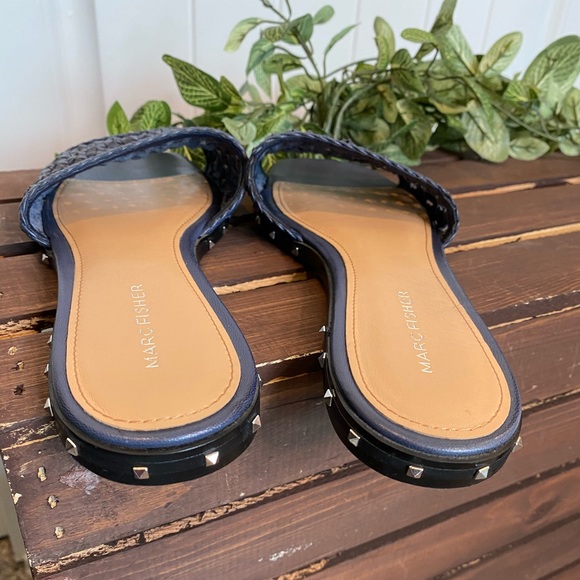 Marc Fisher Studded Weaved Flat Slides - Picture 4 of 10